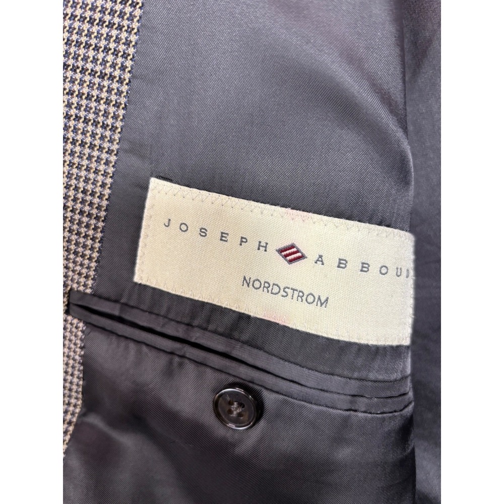Joseph Abboud Nordstrom Mens 43L Silk Wool Houndstooth Sport Coat Blazer Brown - Picture 2 of 8